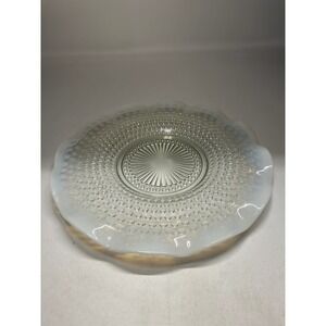 Vintage Anchor Hocking Moonstone Opalescent Hobnail Ruffled Edge 10.5" Platter